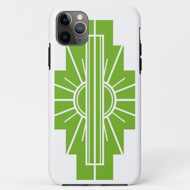 Art Deco Sunburst Pattern in White and Lime Case-M Case-Mate iPhone Case (Back)
