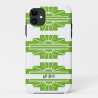 Art Deco Sunburst Pattern in White and Lime Case-M