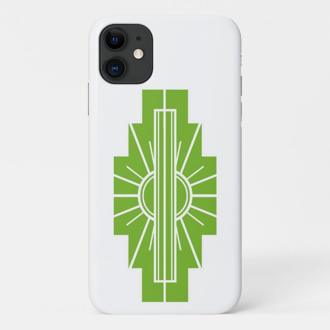 Art Deco Sunburst Pattern in White and Lime Case-M Case-Mate iPhone Case (Back)