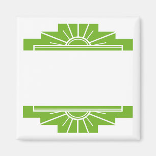 Art Deco Sunburst Pattern in White and Lime Magnet