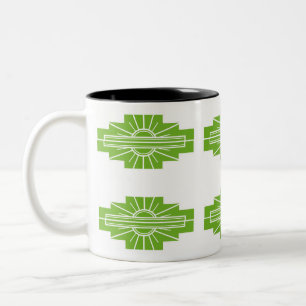 Art Deco Sunburst Pattern in White and Lime Two-Tone Coffee Mug