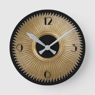 Art Deco Sunrays w/Numbers Round Clock