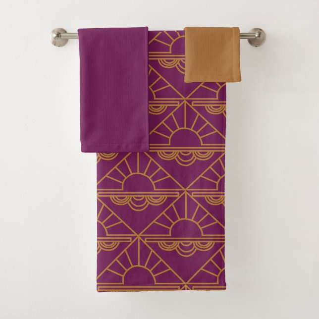 Art Deco Sunrise  Bath Towel Set (Insitu)