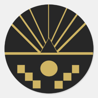 Art Deco Sunrise In Relief Classic Round Sticker
