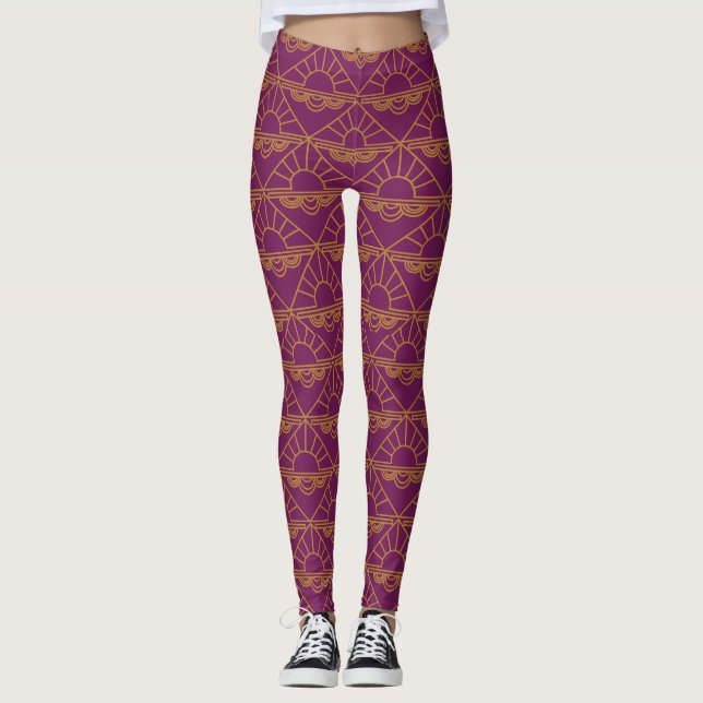 Art Deco Sunrise  Leggings (Front)