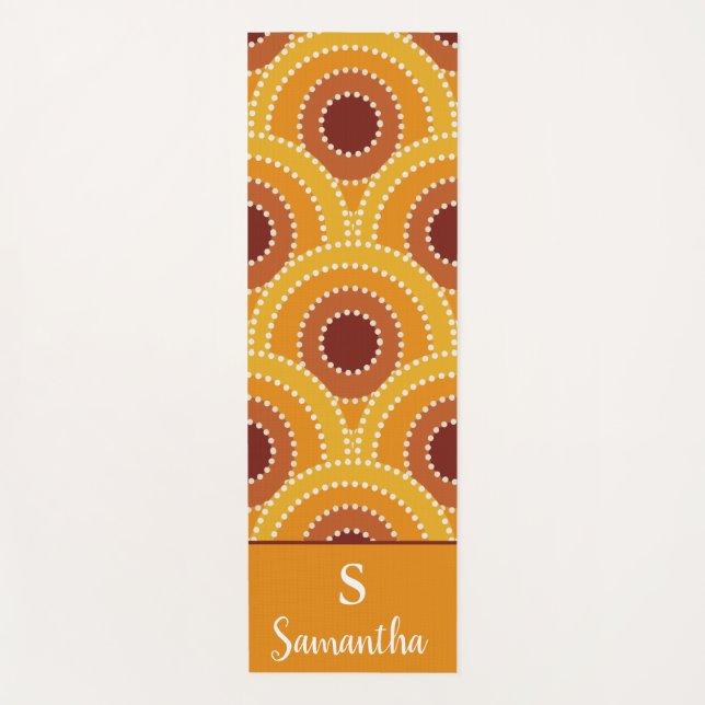 Art Deco Sunrise Retro pattern   monogrammed  Yoga Mat (Front)