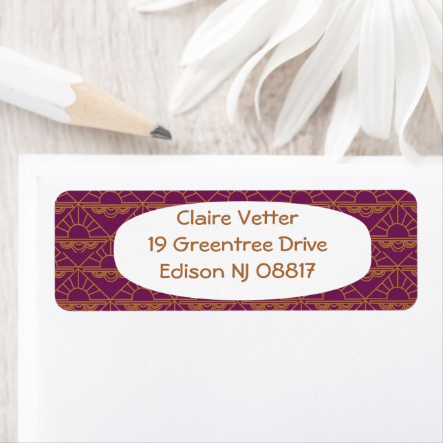 Art Deco Sunrise  Return Address Label (Insitu)