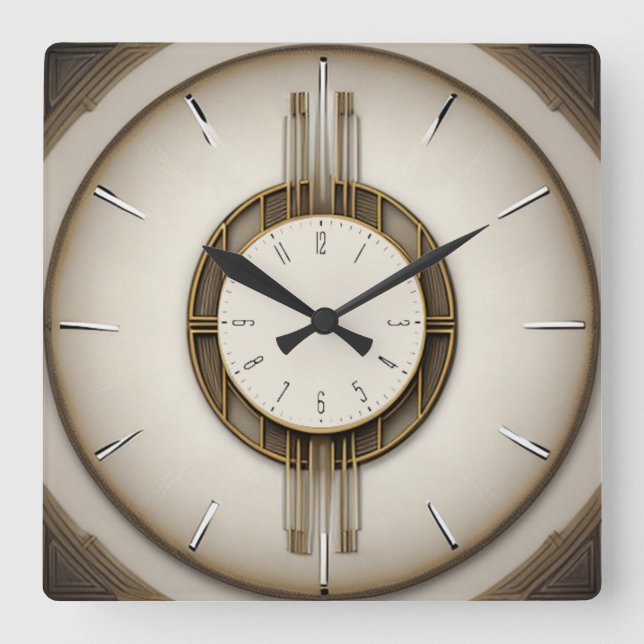 Art Deco super style Square Wall Clock (Front)