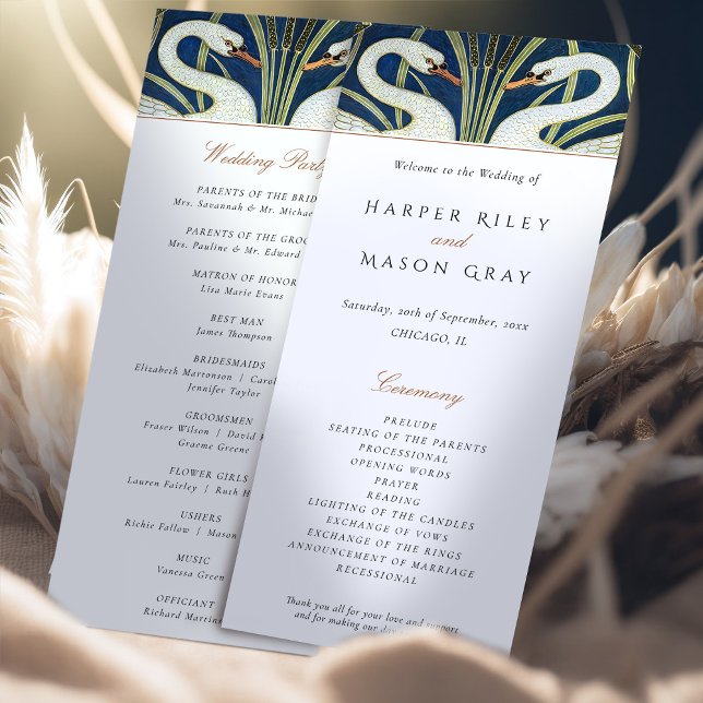 Art Deco Swan Wedding Ceremony Program (Creator Uploaded)