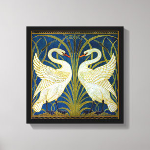Art Deco Swans Canvas Print