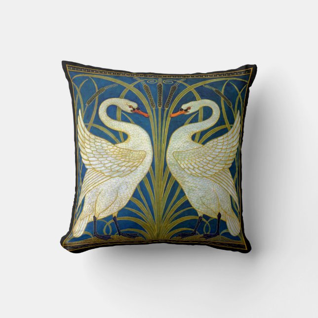 Art Deco Swans Cushion (Front)