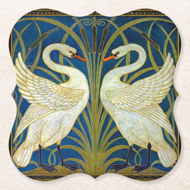 Art Deco Swans Mouse Pad Paper Coaster (Front)