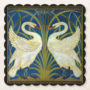 Art Deco Swans Paper Coaster
