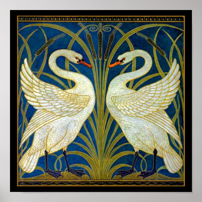 Art Deco Swans Poster (Front)