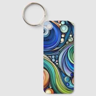 Art Deco Swirl Abstract Key Ring