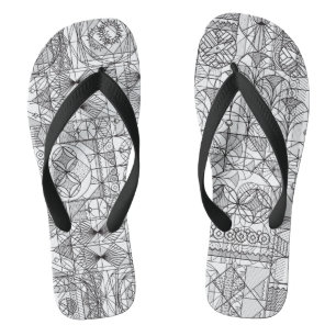 Art Deco Symmetry Line Art Pattern Flip Flops