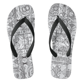 Art Deco Symmetry Line Art Pattern Flip Flops