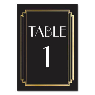 Art Deco Table Number Gold & Black Wedding
