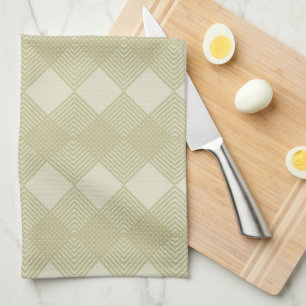 Art Deco Tan Taupe Diamonds Circuit Pattern Tea Towel