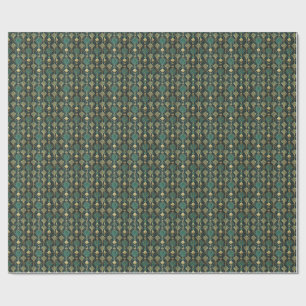 Art Deco Teal and Gold Geometric Abstract Pattern Wrapping Paper