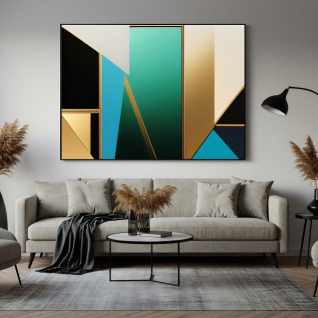 Art Deco Teal and Gold Geometric Abstract Poster (Creator Uploaded)