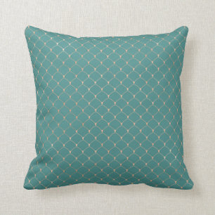 Art Deco Teal Elegant Rose Gold Scales Mermaid Cushion