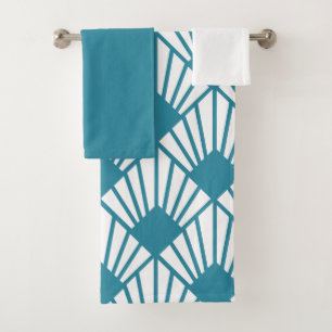 Art Deco Teal Fans  Bath Towel Set