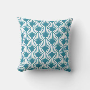 Art Deco Teal Fans  Cushion