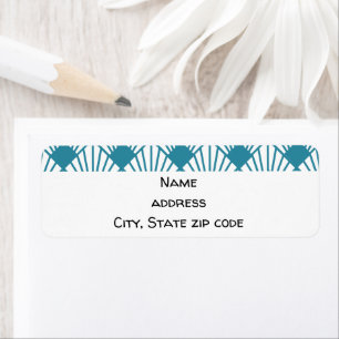 Art Deco Teal Fans  Return Address Label