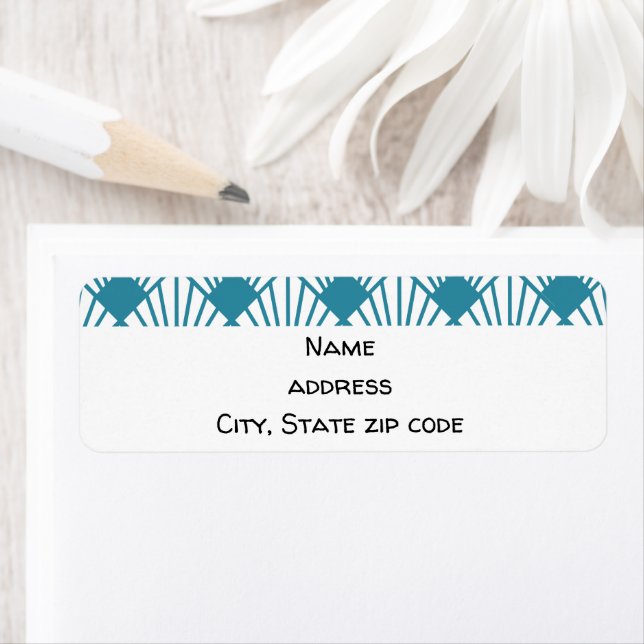 Art Deco Teal Fans  Return Address Label (Insitu)
