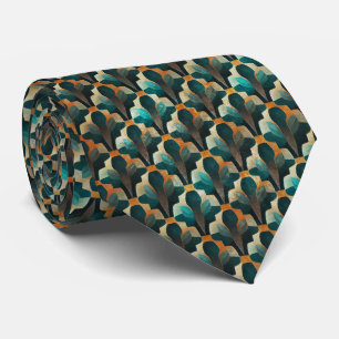 Art Deco Teal & Gold Geometric Pattern (1) Tie
