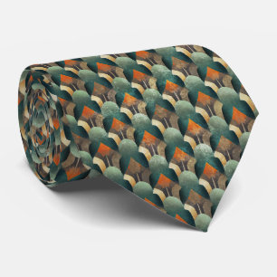 Art Deco Teal & Gold Geometric Pattern (2) Tie