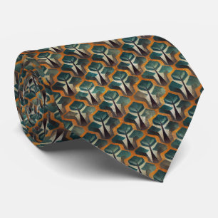 Art Deco Teal & Gold Geometric Pattern (3) Tie