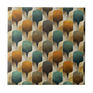 Art Deco Teal & Gold Geometric Pattern (6) Ceramic Tile