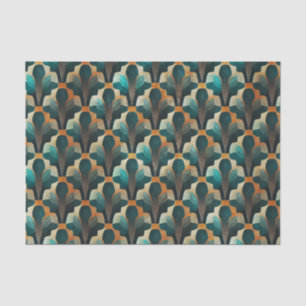 Art Deco Teal & Gold Geometric Pattern Tissue Paper