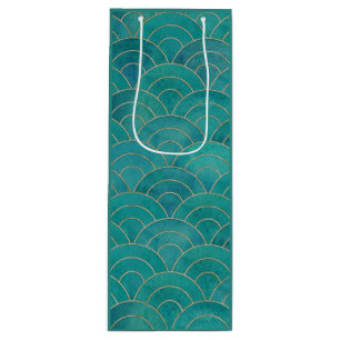 Art Deco Teal & Gold Wine Gift Bag