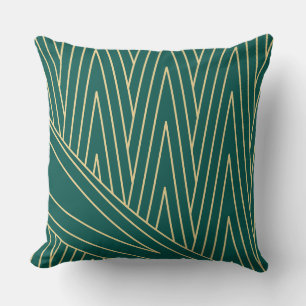 Art Deco Teal/Green and Gold Throw Pillow