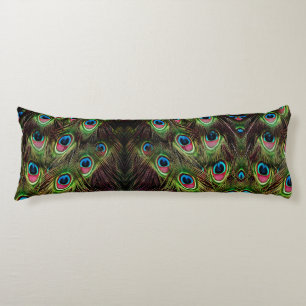 art deco teal green turquoise peacock feather body cushion