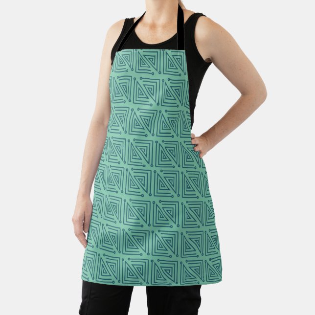 Art Deco Teal Mazes Apron (Insitu)