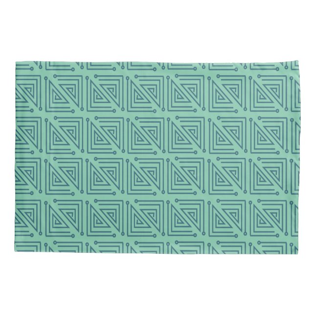 Art Deco Teal Mazes Pillowcase (Back)