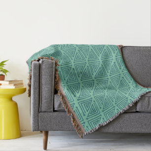 Art Deco Teal Mazes Throw Blanket
