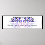 Art Deco Teamwork Motivational Banner (Plum,Blue) Poster<br><div class="desc">Stylish, Art Deco style graphics of 2 teams facing each other raising up a single trophy cup w/a rocket on the launchpad engraved on the front. The caption below: "TOGETHER - There are no limits to what we can achieve." can be kept, changed, or deleted. The 36"x12" is the perfect...</div>