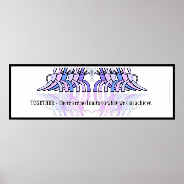 Art Deco Teamwork Motivational Banner (Plum,Blue) Poster (Front)