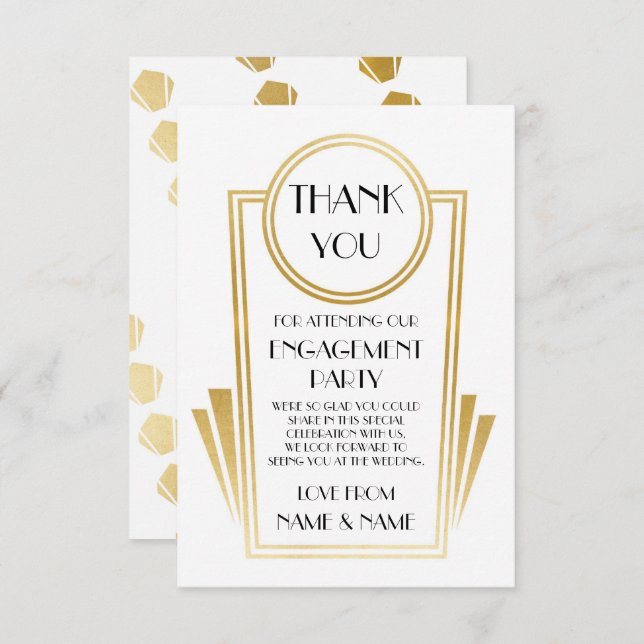 Art Deco Thank You 20s Engagement Wedding Cards (Front/Back)