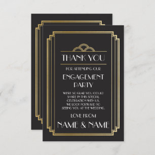 Art Deco Thank You Engagement Wedding Cards