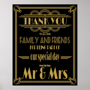 Art Deco thank You table wedding signs