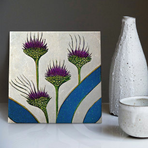 Art Deco Thistle Wall Decor Art Nouveau Ceramic Ce Tile