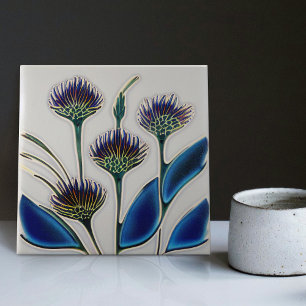 Art Deco Thistle Wall Decor Art Nouveau Ceramic Ti Ceramic Tile
