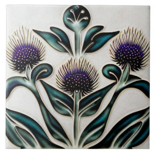 Art Deco Thistle Wall Decor Art Nouveau Ceramic Ti Tile