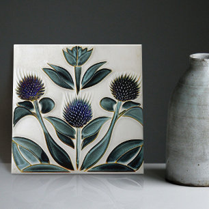 Art Deco Thistle Wall Decor Art Nouveau Ceramic Ti Tile